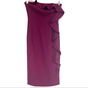 NEW Jaygodfrey Magenta Strapless Ruffle Midi Dress